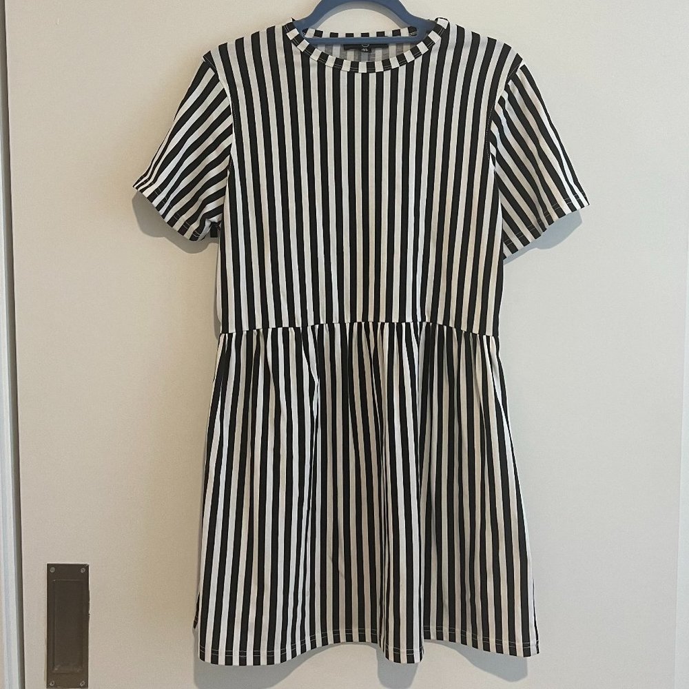 Black Stripe Smock Dress Missguided